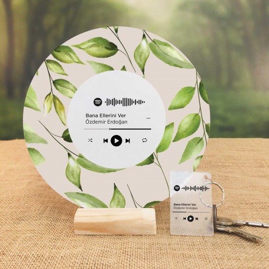 Sevgililer Gününe Özel Spotify Kodlu Ahşap Ayaklı Mdf Plaket ve Pvc Anahtarlık - S4061