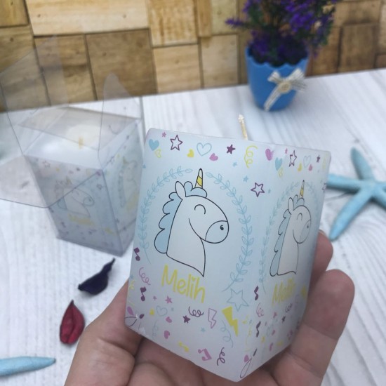 Kişiye Özel Unicorn Baskılı Mum