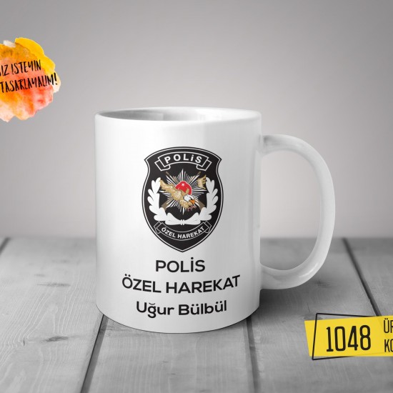 Kişiye Özel Baskılı Kupa-Polis Özel Harekat Tasarım Baskılı Kupa 1048