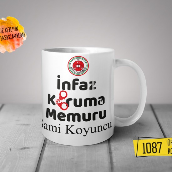 Kişiye Özel Baskılı Kupa-İnfaz Koruma Memuru Özel Tasarım Baskılı Kupa 1087