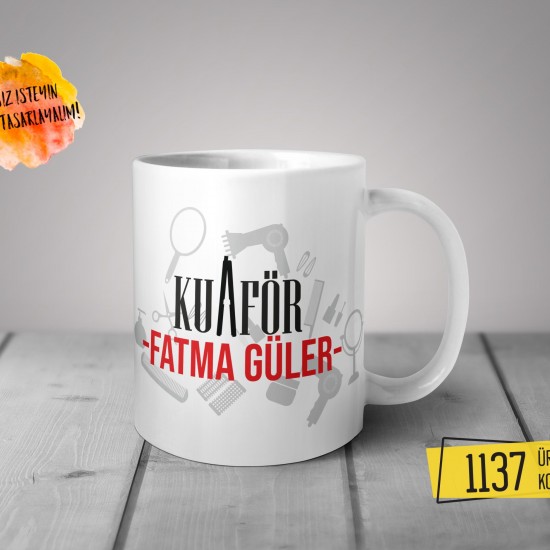 Kişiye Özel Baskılı Kupa-Kuaför Tasarım Baskılı Kupa 1137