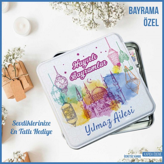 Bayram Çikolatası- Kare Metal Kutu B011