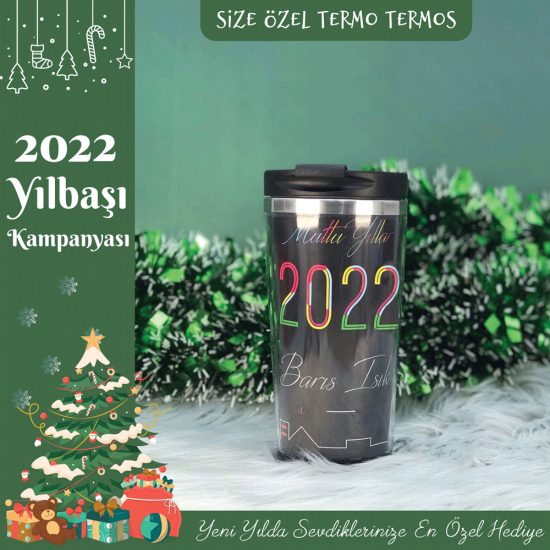 Yılbaşına Özel Tasarımlı Termos Bardak - Y2046