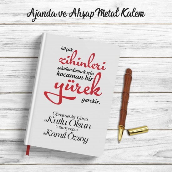 Öğretmenler Gününe Özel Ajanda Ve Ahşap Metal Tükenmez Kalem - AK001