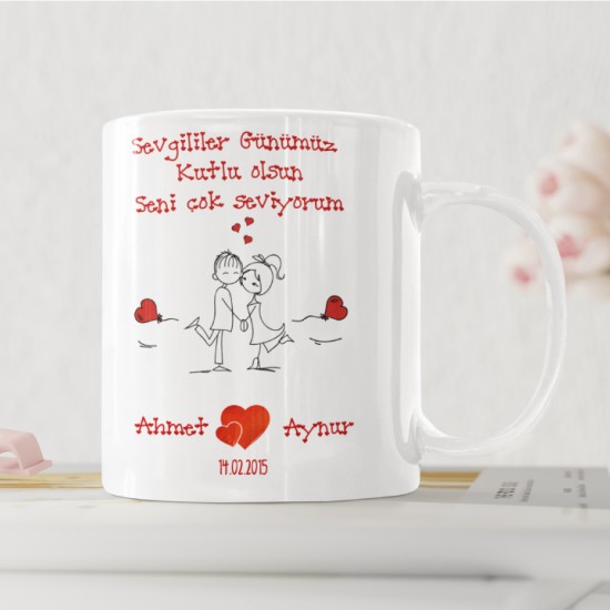 Sevgililer Gününe Özel Baskılı Kupa Bardak - 0037