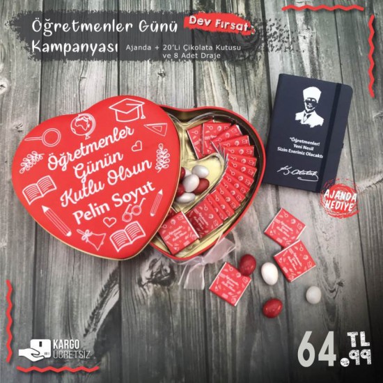 Öğretmenler Gününe Özel Ajanda Hediyeli Çikolata - 012