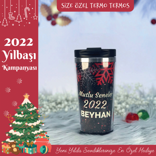 Yılbaşına Özel Tasarımlı Termos Bardak - Y2045