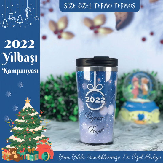 Yılbaşına Özel Tasarımlı Termos Bardak - Y2049