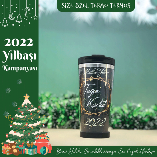 Yılbaşına Özel Tasarımlı Termos Bardak - Y2050